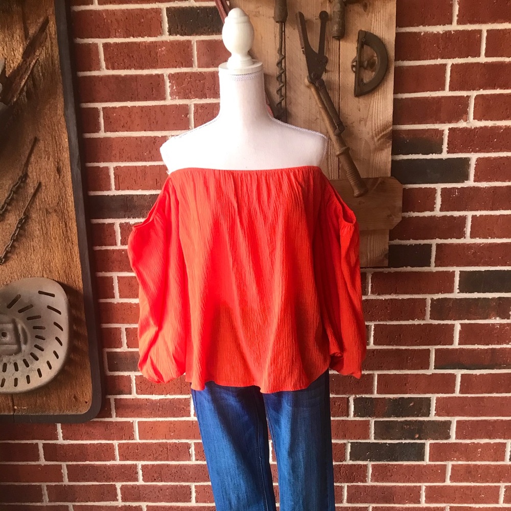 Orange Top is Balloon Sleeves